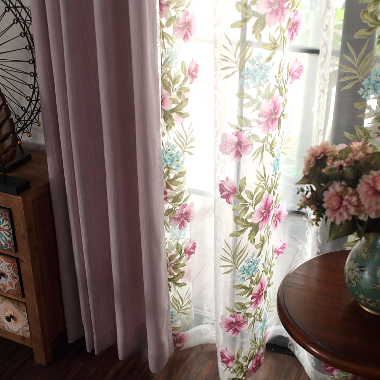 Clearance Curtains modern minimalist solid color finished floating living room bedroom bay window floor-to-ceiling window semi-shading gauze curtain