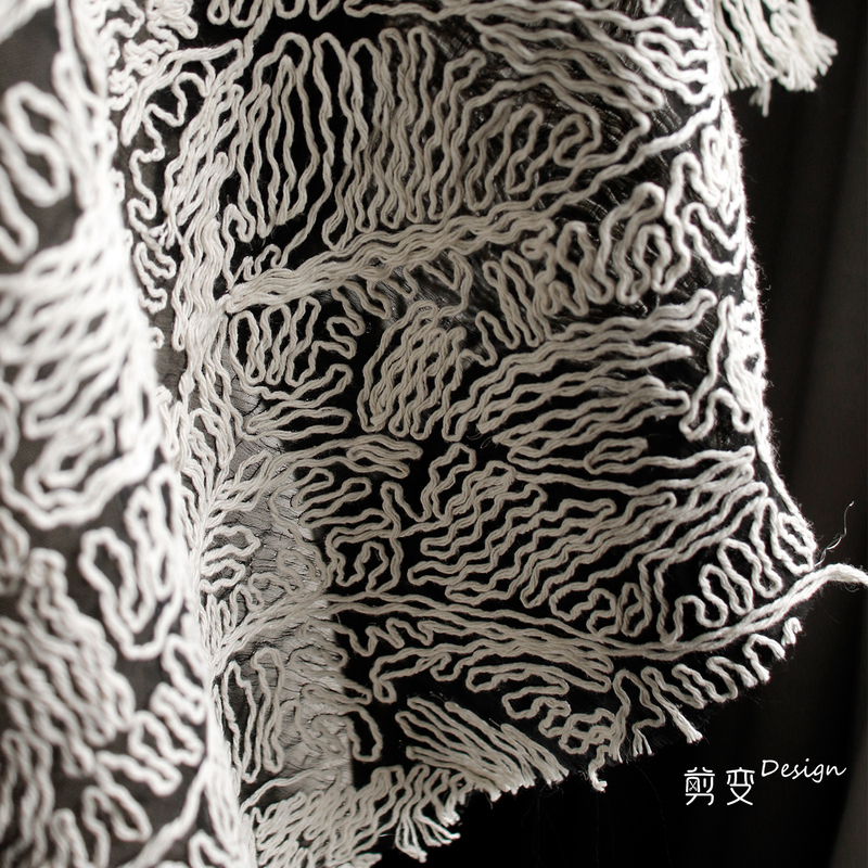 Micro-See-Through Double-Layer Thin Black Gauze Three-Dimensional Cotton Striped Texture Fabric Creative Decoration Hanfu Clothing Designer Fabric Micro-See-Through Double-Layer Thin Black Gauze Three-Dimensional Cotton Striped Texture Fabric Creative Decoration Hanfu Clothing Designer Fabric