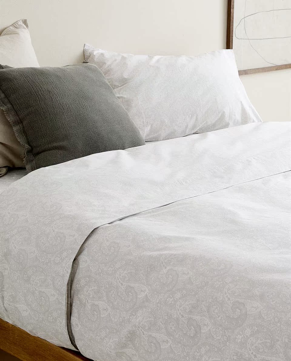 Zara Home mẫu paisley màu xám lớp trên cotton trẻ em dành cho người lớn đôi giường đơn 40367089802 - Khăn trải giường ga giường cute