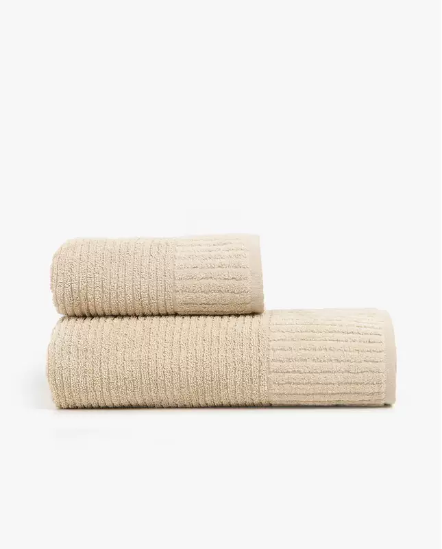 Zara Home Màu be sọc Jacquard Cotton Trẻ em Người lớn Giặt Khăn lớn Khăn tắm 41527013710 - Khăn tắm / áo choàng tắm