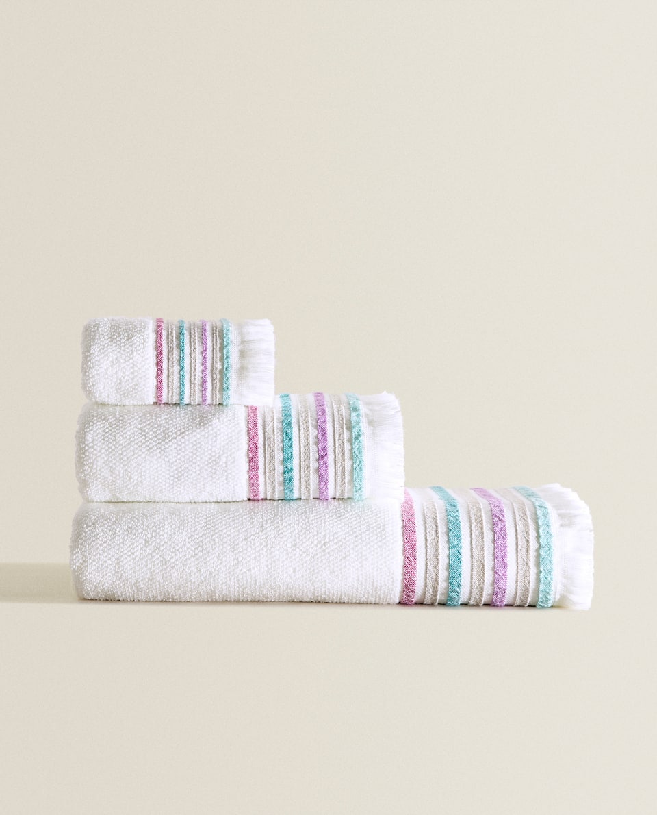 Zara Home sọc jacquard mềm đôi bông lau khăn mặt hộ gia đình 41546013402 - Khăn tắm / áo choàng tắm khăn xô tắm