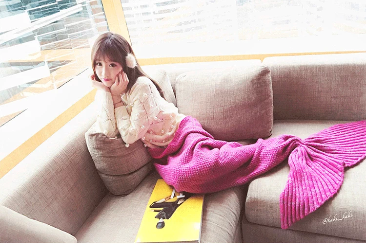 Nàng tiên cá đuôi chăn chăn giải trí nap sofa điều hòa không khí chăn dày chăn dệt tay chăn len chăn ga nỉ nhung