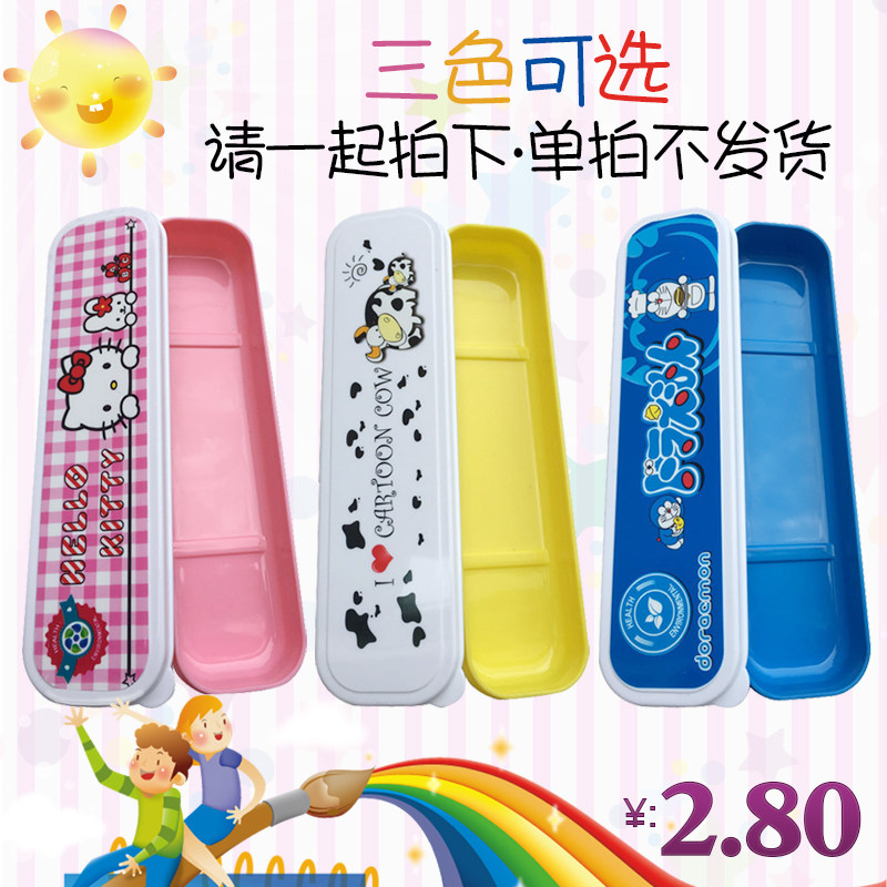 Cartoon children cutlery portable fork spoon chopstick set stainless steel creative fork spoon