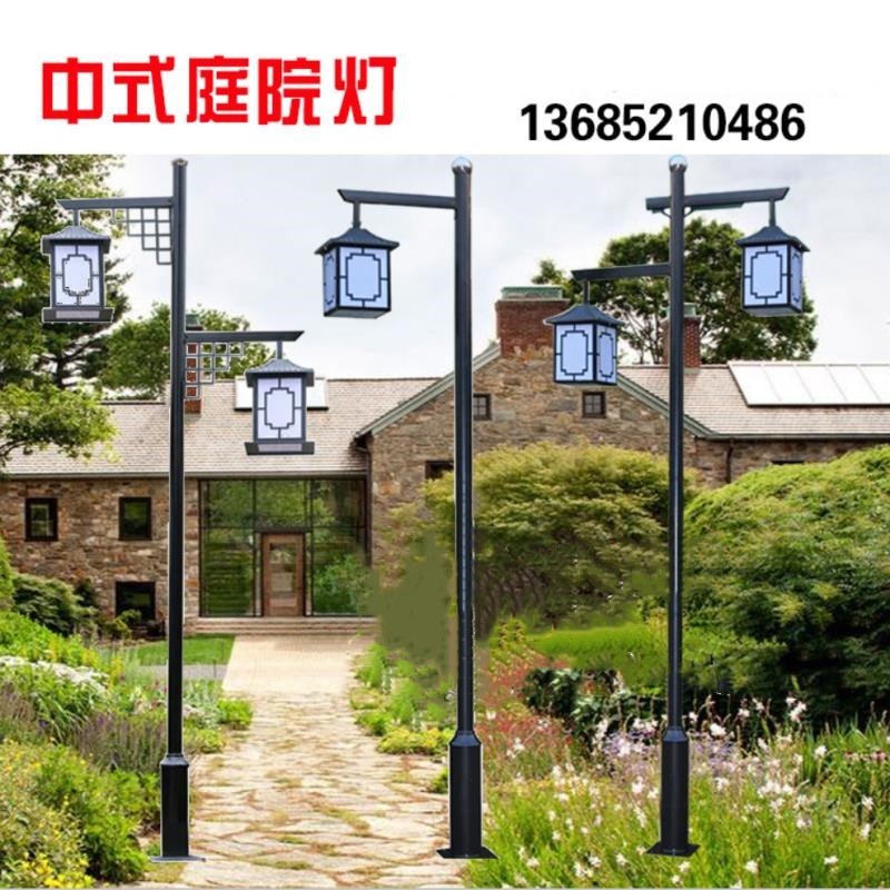 Chinese antique garden lights 3 4 meters 5 meters 6 meters LED outdoor super bright community landscape lights double head solar street lights