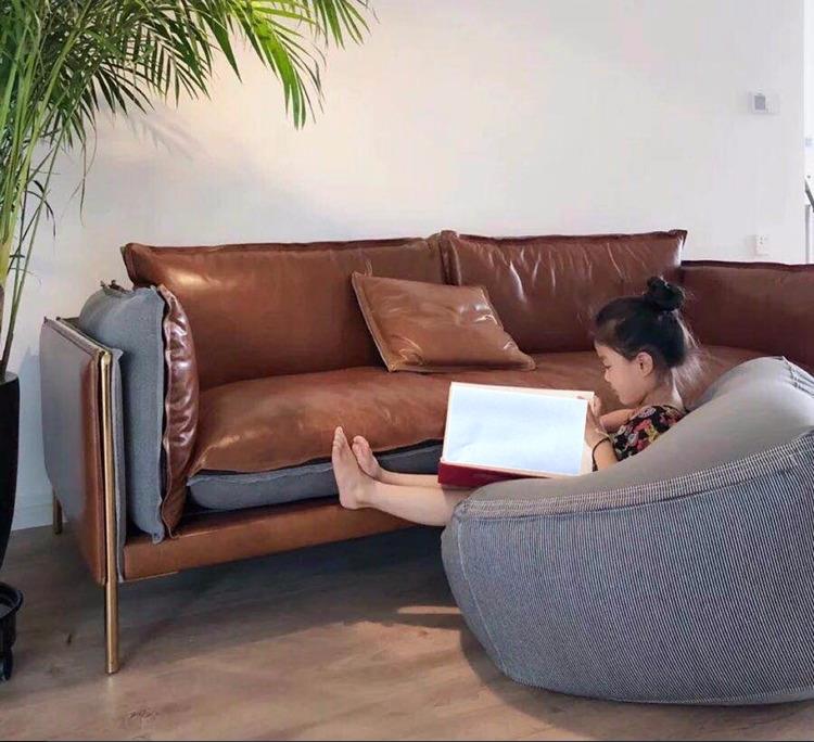 ô nhiễm không khí công nghiệp nano Bắc Âu nội thất phòng khách retro Mỹ, ba đèn sáp dầu vải da bò loft sofa sang trọng - Ghế sô pha sofa bệt