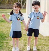 Kindergarten Garden Clothing Summer Clothing Pure Cotton Short Sleeve Sports Suit New School Uniform Childrens Performance Class Yinglun Wind Dingding