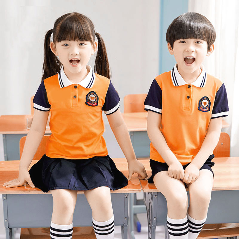 Kindergarten Garden Clothing Spring Summer Clothing Season Pure Cotton Children Banfu Elementary School Children's School Uniform Performance New Short Sleeve Sports Suit