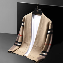 Mens knitwear Spring and Autumn New Korean version of simple vneck cardigan sweater mens slim handsome casual coat tide