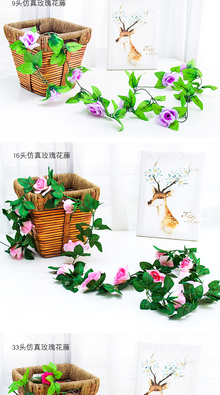 Mô phỏng hoa hồng giả mây đám cưới trong nhà phòng khách treo tường hoa lụa trang trí hoa mẫu đơn cây nho xanh - Hoa nhân tạo / Cây / Trái cây cây giả trong nhà