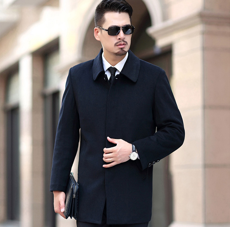 Mùa thu và mùa đông áo khoác cashmere cũ nam dài phần nút nút áo len cộng với cotton dày mùa đông quần áo kinh doanh nam áo parka nam