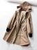 DHDW079 2018 mùa thu mới màu rắn giản dị trùm đầu dây rút áo khoác hoang dã dài áo lông vũ Trench Coat