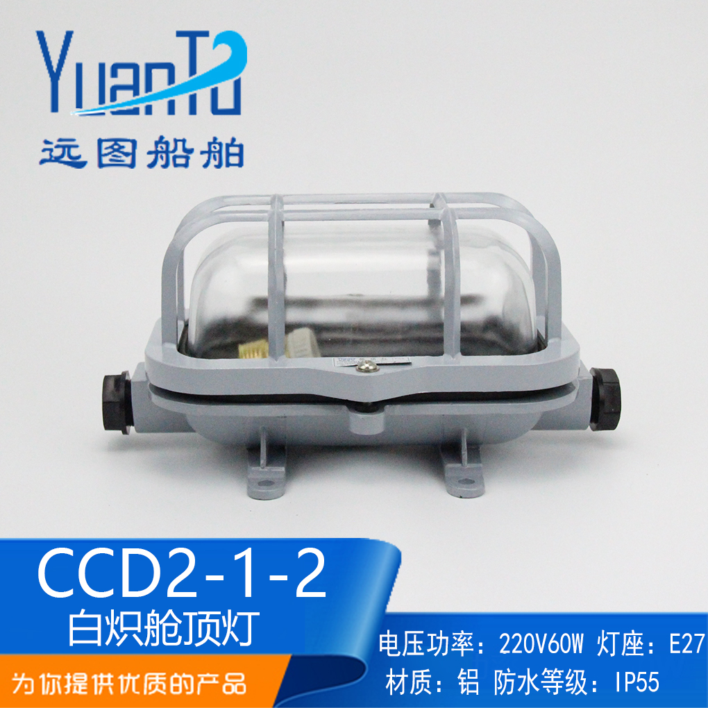 Ship marine aluminum incandescent cabin top light CCD2-1-2 watertight deck compartment light 220V60W