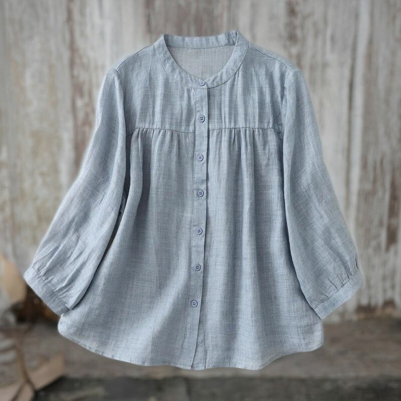 Clearance Sale on Italian Women's Clothing: Cotton and Linen Shirts, Thin Tops, Loose Fit, Slimming, Three-Quarter Sleeves, Solid Color Shirts Clearance Sale on Italian Women's Clothing: Cotton and Linen Shirts, Thin Tops, Loose Fit, Slimming, Three-Quarter Sleeves, Solid Color Shirts