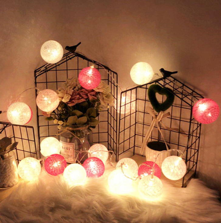 Led round ball light string light Christmas holiday Decorative Bedroom small festoons Full Star Color Cotton Line Ball Room Placement