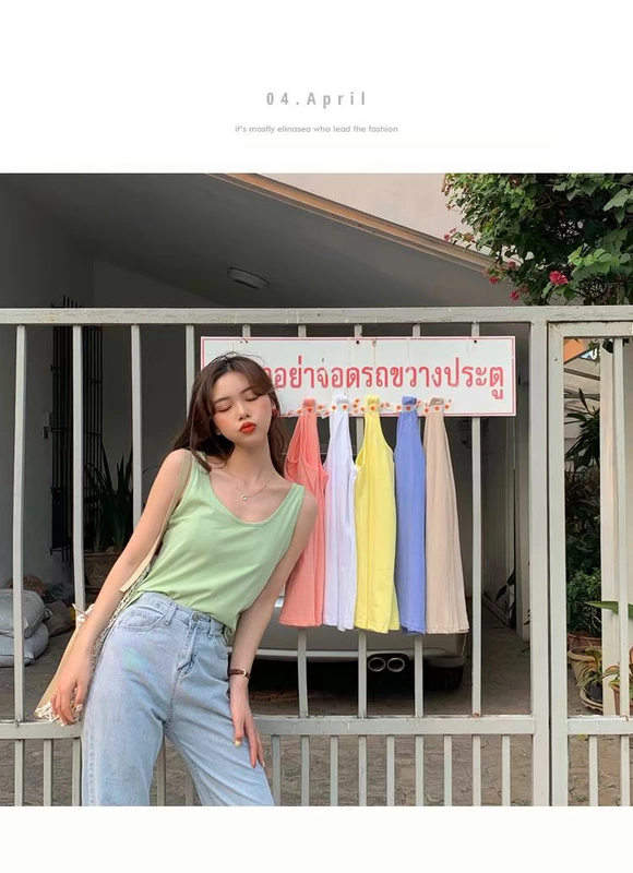 2019 phụ nữ mới port rượu vang retro chic sling đáy áo không tay đan áo vest nữ mùa hè - Áo ba lỗ áo kiểu nữ đẹp tuổi 35