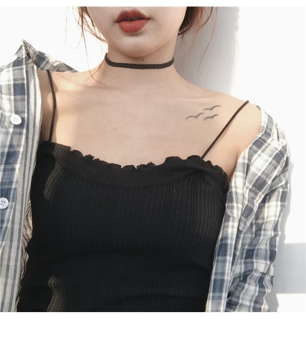Thời trang hàn quốc nhỏ gợi cảm áo len dệt kim vest vest giảm béo mặc đáy áo sơ mi không tay nữ thoi trang nu