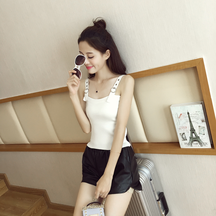 Mùa xuân và mùa thu Phụ nữ Phiên bản tiếng Hàn mới của chiếc áo len nhung ngắn đa năng kiểu dáng ngắn bên ngoài mặc một chiếc áo khoác nhỏ có dây buộc áo thun sát nách nữ