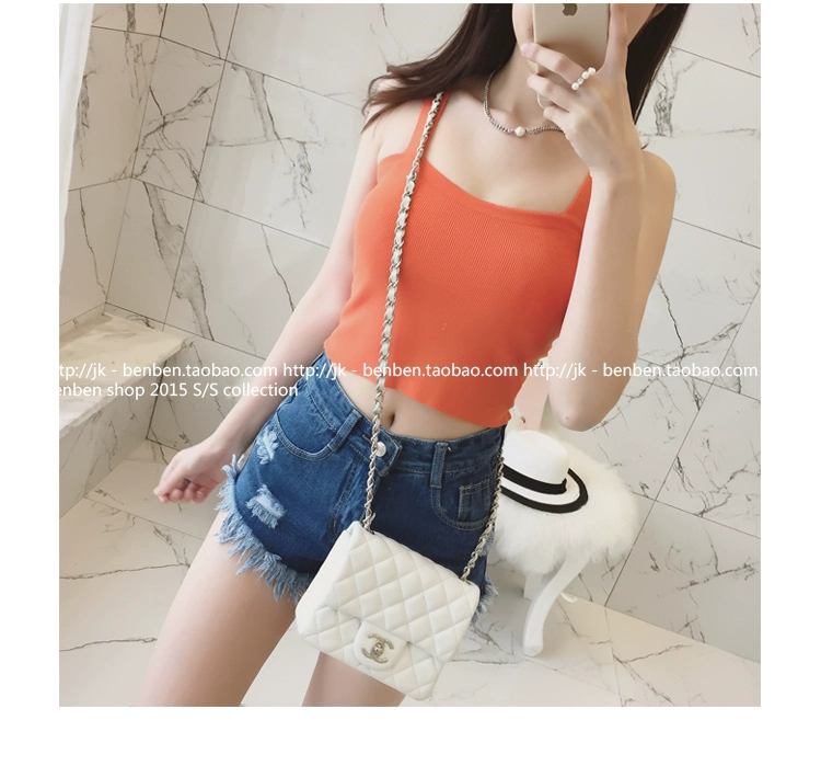 Mùa hè 2018 của phụ nữ áo mới màu rắn hoang dã vest Hàn Quốc mỏng mỏng đan đáy áo sinh viên