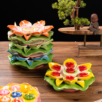 Shengshi Lotus lamp Ceramic candle holder Seven star lamp holder Buddha lamp holder Wax seat Seven Star lamp Ghee lamp Household candle holder