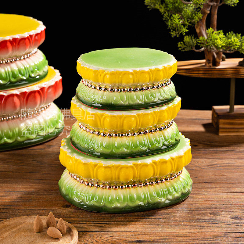 Buddha's pedestal Guanyin BodhisattBodhisattva ceramic lotus seat stand for the Buddha Oval Pendulum Statue Statue Base Nursery