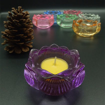 Colorful thickened crystal Lotus ghee lamp holder Glass windproof candle holder for lights Buddha lights Candle lights Anti-high temperature