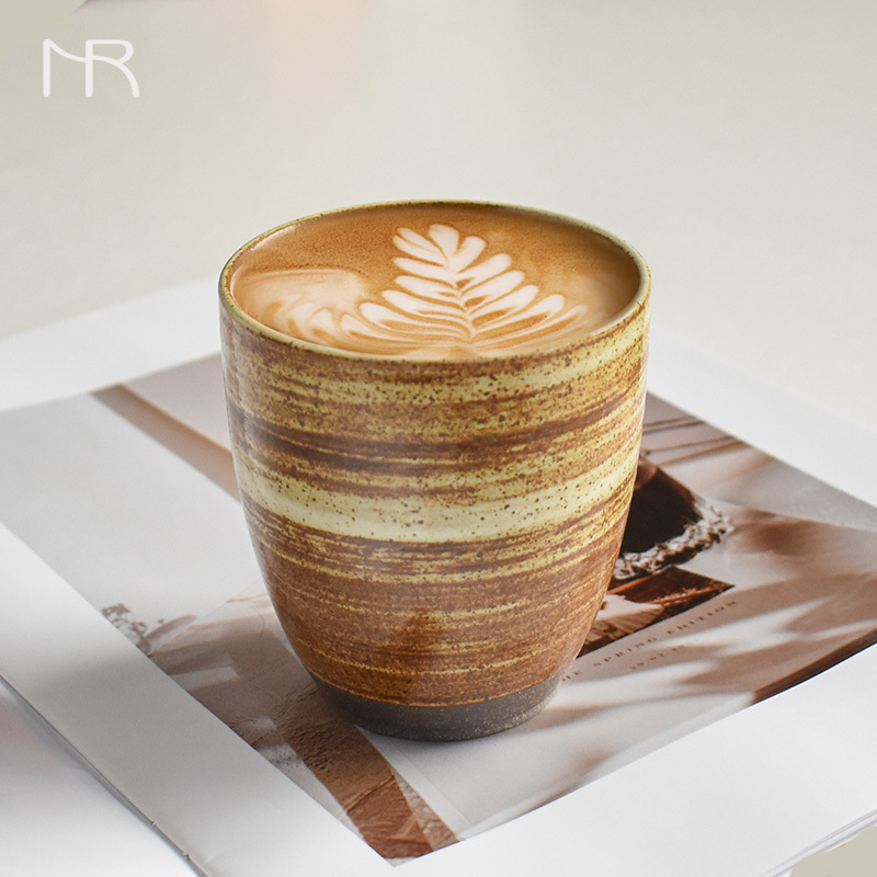 Newree Home Retro Stoneware Coffee Cup Latte Household Ceramic Mug Water Cup Cafe Latte Art Cup