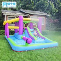 Doctoral Guinea Water Jet Inflatable Castle Children Slide Trampoline Trampoline Outdoor Kindergarten Slip-Slide Ladders bed with protective net