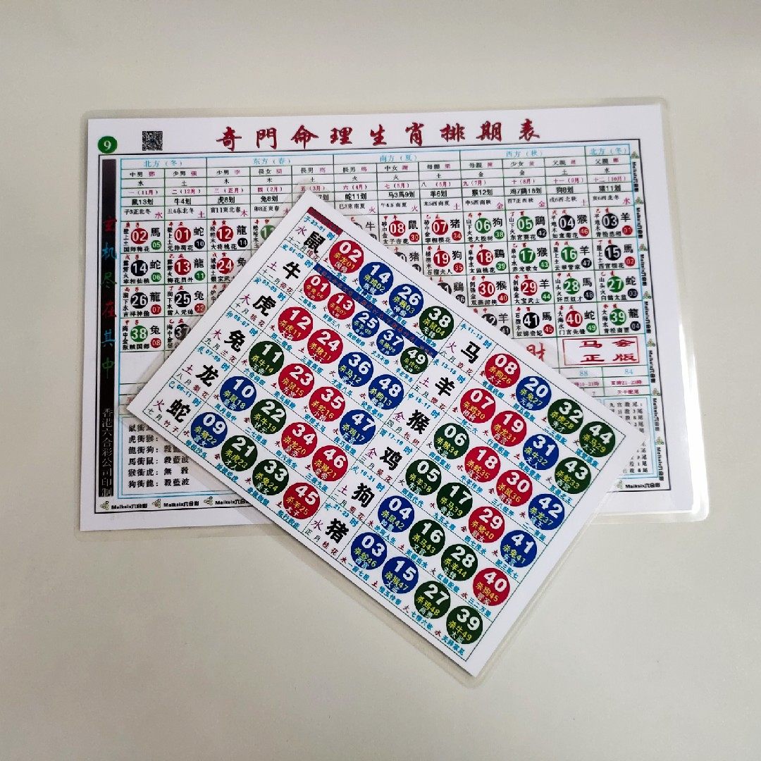 六合彩參考圖片表2021年12生肖卡紅綠藍波色五行屬性精裝包郵