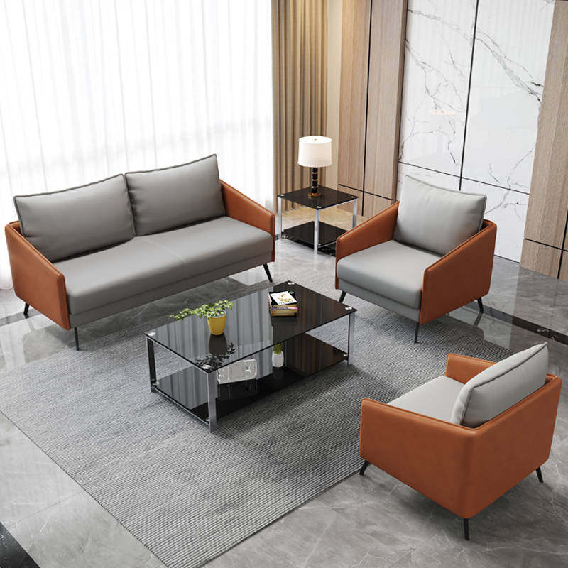 Office sofa coffee table combination Nordic simple modern small apartment reception negotiation leisure meeting leather sofa