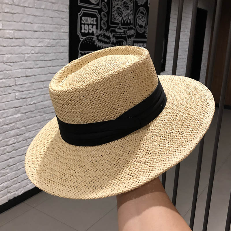 Summer handcrafted wide-brimmed and flat-brimmed socialite hats by Instagram influencers, sunshade and sun protection, vacation beach straw hats for children detail image 4