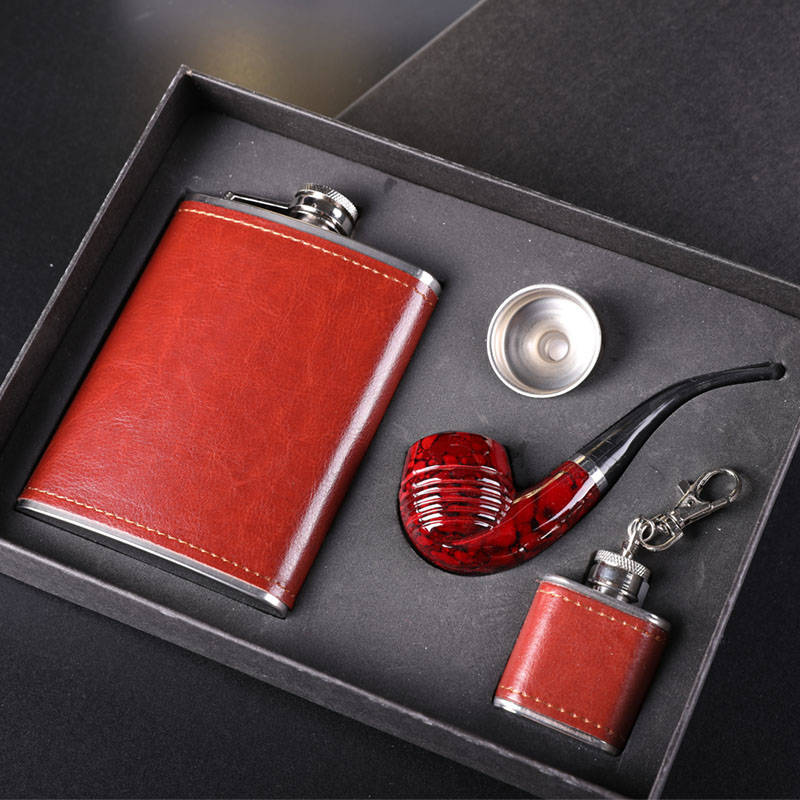 High-end stainless steel small wine pot Tobacco Kettle Carry-on 8 oz Semi-catty Home Mini Outdoor Portable Flat Wine Bottle