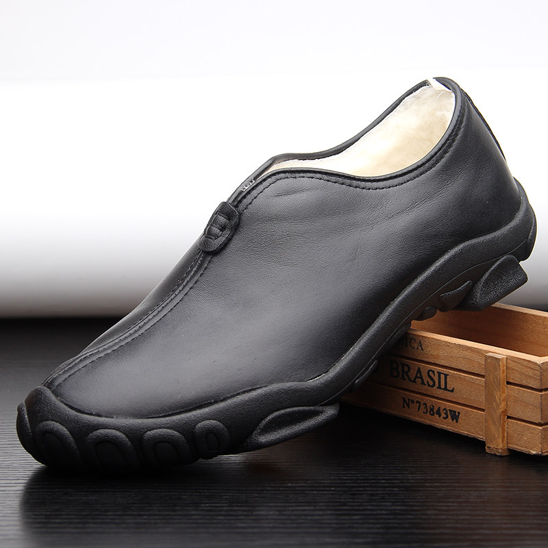 Old men's cotton shoes men's thickened wool middle-aged and elderly shoes plus velvet father's cotton shoes father winter old shoes to keep warm and non-slip