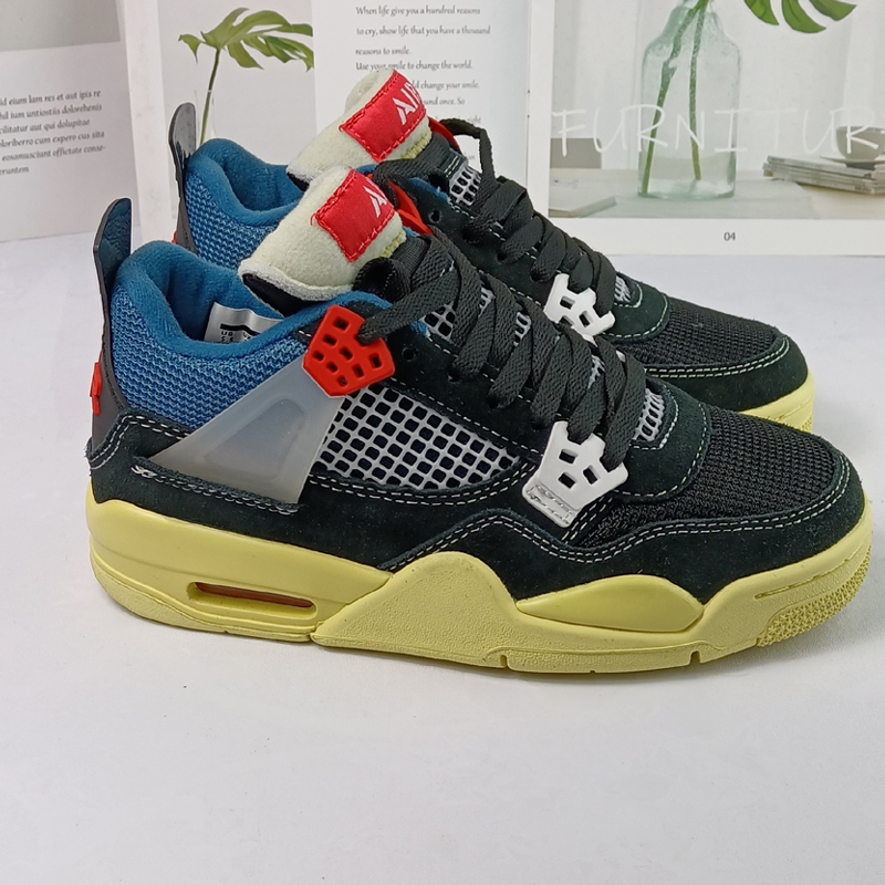 Aj4 Black and Blue Oreo Men's Shoes Genuine Putian Basketball Shoes Air Cushion White Cement Pure Original Gray Rabbit Electric Mother Shoes