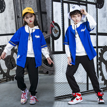 Little childrens street dance suit baseball shirt coat boy and girl child hiphop modern dance poppin performance suit trousers