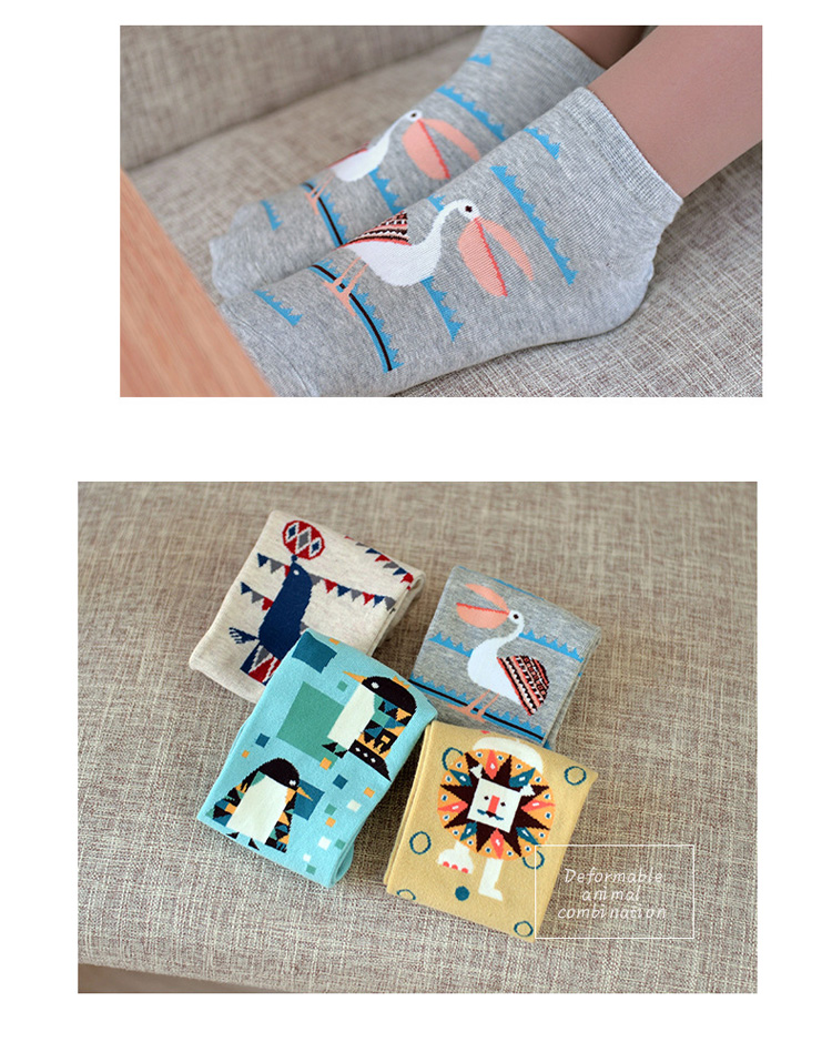 4 đôi vớ nữ vớ cotton nguyên chất Phiên bản Hàn Quốc của phim hoạt hình nữ dễ thương dễ thương tất vớ