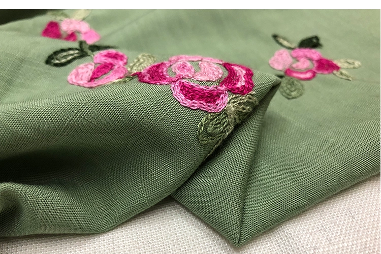 Pháp 3 màu thêu hoa cotton lanh quần áo handmade DIY mùa xuân và áo mùa hè vải nhập khẩu