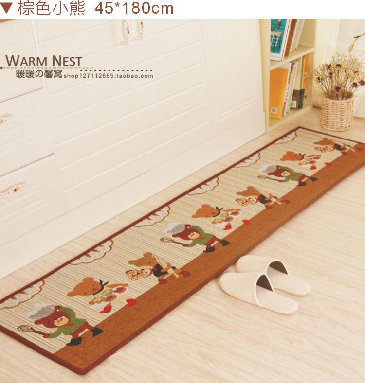 Khử nhiễm, bụi bẩn, làm sạch tốt, thảm chống trượt, dải dài, thảm bếp, thảm cửa, gấu phim hoạt hình, thảm, thảm, thảm thấm - Thảm thảm khách sạn