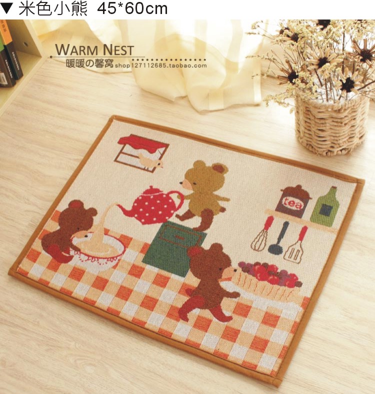 Khử nhiễm, bụi bẩn, làm sạch tốt, thảm chống trượt, dải dài, thảm bếp, thảm cửa, gấu phim hoạt hình, thảm, thảm, thảm thấm - Thảm thảm khách sạn
