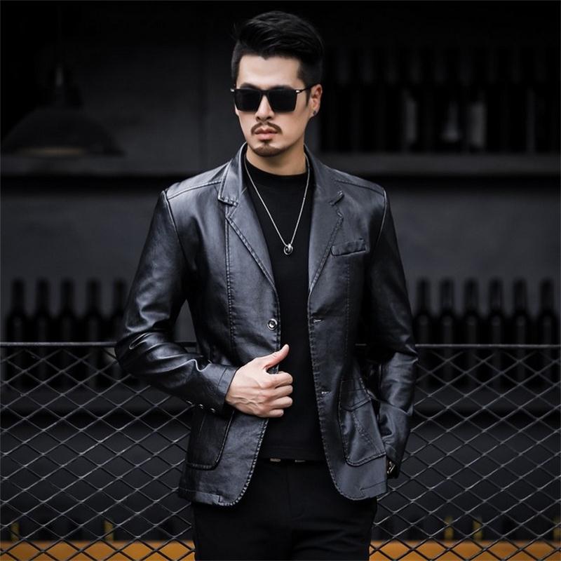 Leather men's fur skin 2023 new pie suit coat men Sheep - skin - Han version of handsome skin suit coat