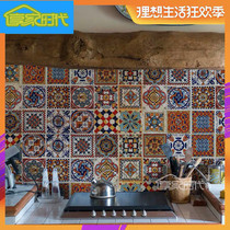 300x300mm Mediterranean style kitchen bathroom TV background wall parquet bright retro glazed tile