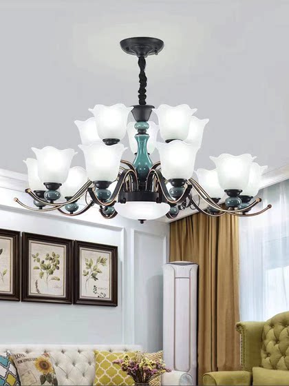 American-Style Living Room Chandelier, Simple and Modern, Elegant Bedroom and Dining Room Ceramic Chandelier, Nordic Creative Lighting, Main Light for the Hall