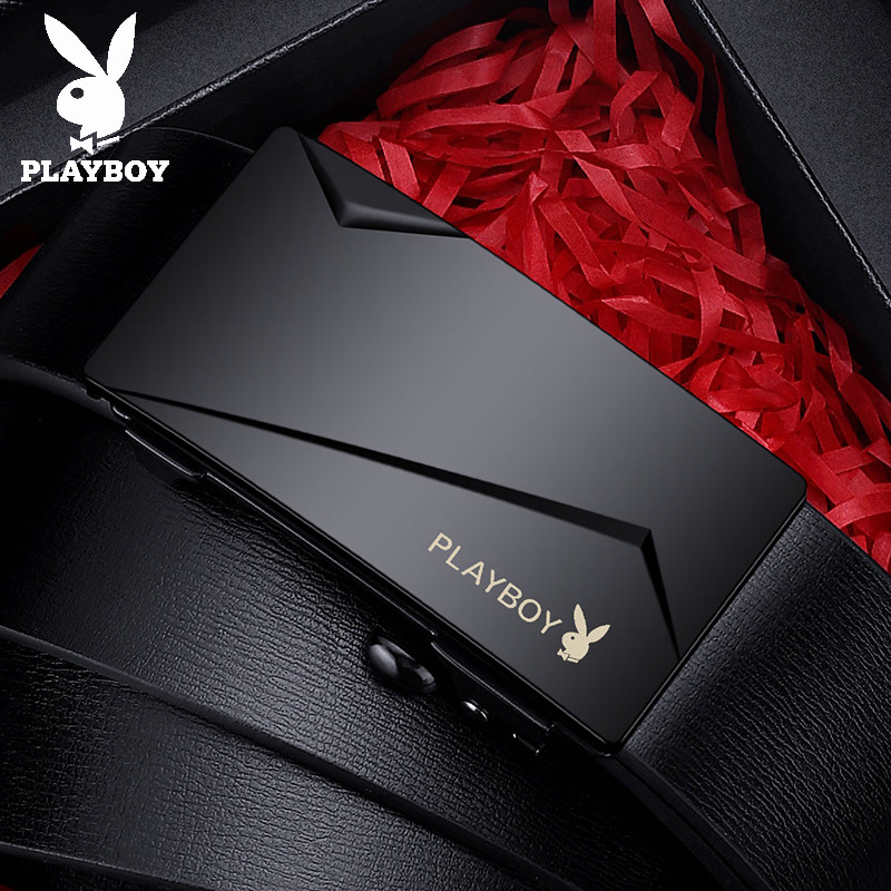 Ремень Playboy, мужской новый кожаный ремень из воловьей кожи с беззубой пряжкой, подарок для молодых людей, брючный ремень бойфренда Изображение 1