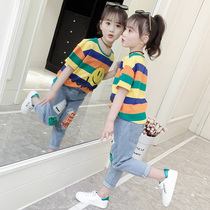 Girl Summer Clothing Suit 7 Nets Red Super Ocean Trendy Little Girl Summer Clothes 8 CUHK Child Denim Two Sets 10