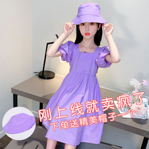 Girl Skirt Summer Dress 2022 New Korean Version Foreign Air CUHK Child Princess Nepotism Dress Bubble Cuff Tennis Red Girl Dress Dress