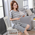 2019 bộ đồ ngủ mùa hè mới Womens ngắn tay 7-quần cotton trẻ em lớn 12-15 tuổi 18 junior nữ sinh trung học. 