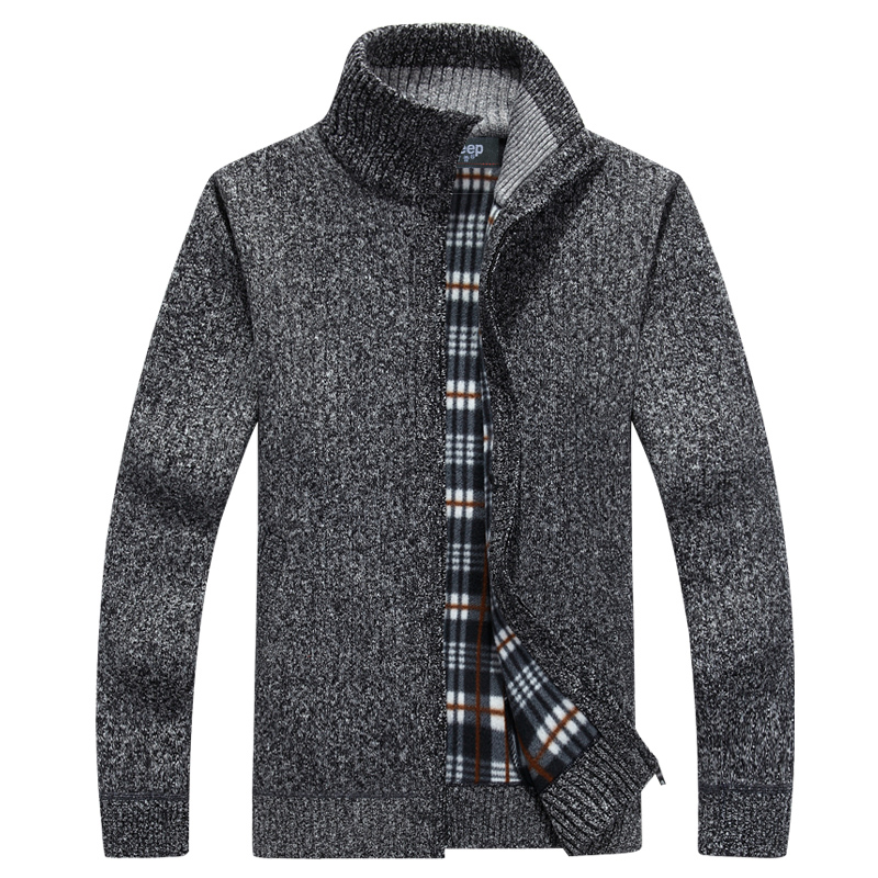 Mùa thu và mùa đông mới NIAN JEEP dày lên cộng với áo len nhung nam áo len len áo len nam size lớn hoodie nam