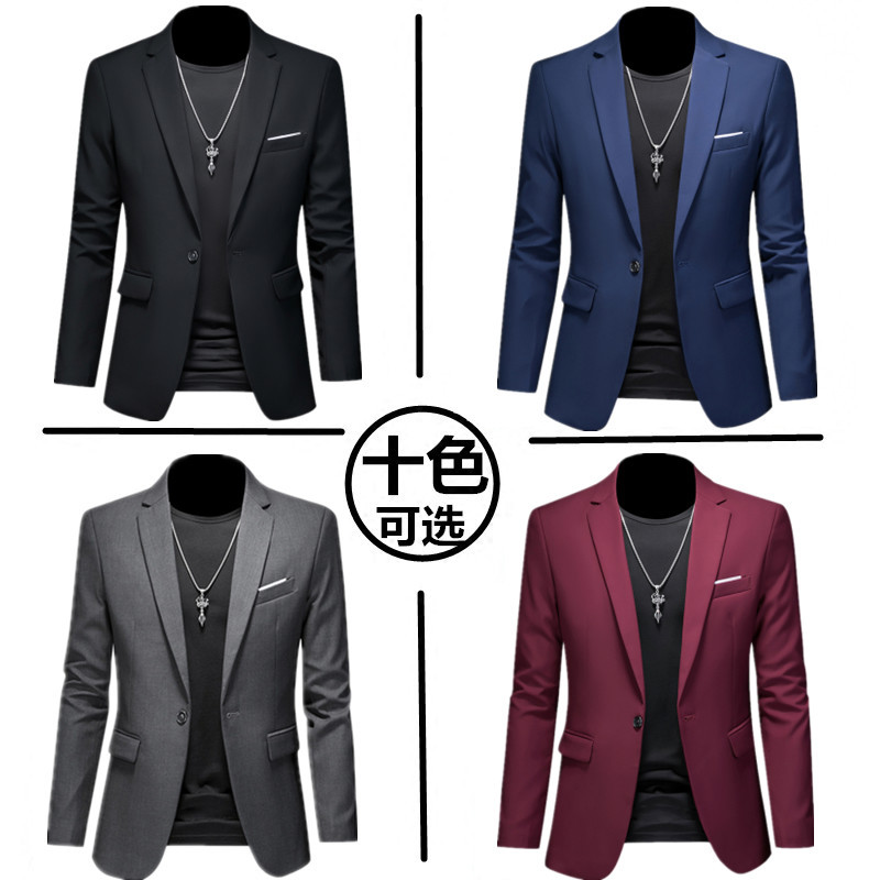 Spring Men's Business Casual Fashion Blazer Slim Fit Plus Size Youth Casual Suit Jacket Trendy Men's Clothing