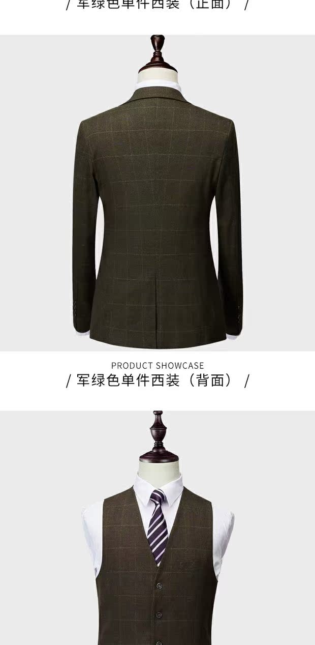 Tiệc cưới cho nam Váy thời trang Bộ đồ kẻ sọc Set Slim Fit Casual Business Big Size Suit Ba mảnh nam quần áo nam