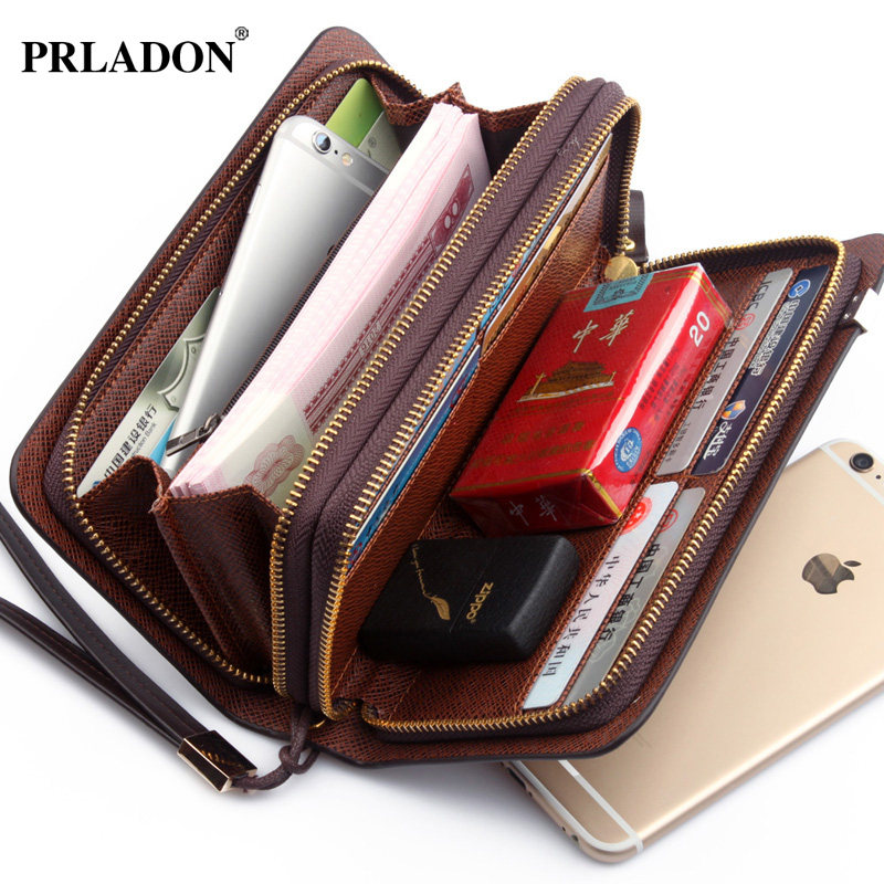 Large-capacity wallet men's long version double zipper pure cowhide wallet business Japanese and Korean clutch men's clutch clutch bag