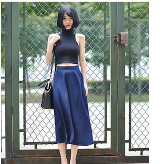 Sleeveless Vest, Tight-Fitting Sun Protection Neck Guard, High-Neck, Half-High Aa Short Style, Women's Summer Clothing, Retro High-Waisted, Midriff-Baring